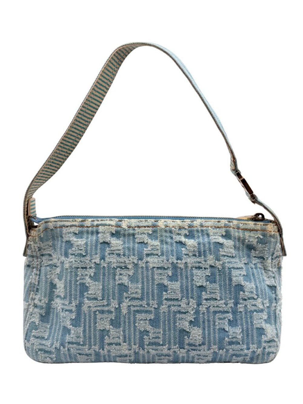 Vintage FENDI Denim Zucca Monogram Pochette Baguette - Picture 3 of 11